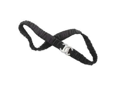 CHANEL Belt Mixed Fibers Sliver Tone Metal & Strass "Black"