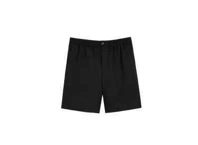 AMI PARIS Compact Cotton Satin Elastic Waist Shorts "Black"