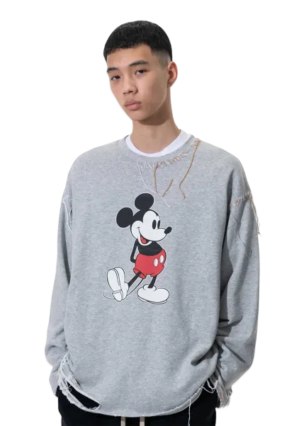 DISCOVERED < Mickey > Looping Damage Cutsewn "GRAY"