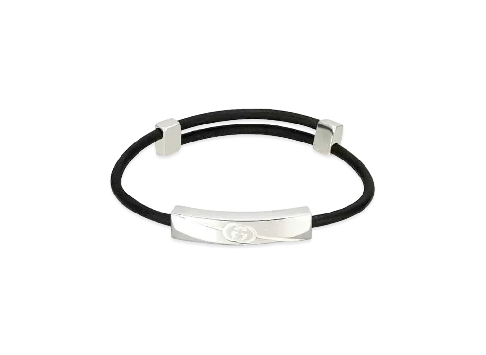 GUCCI Diagonal Interlocking G Bracelet "Black/Silver"
