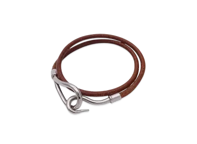 Hermes Jumbo Hook Choker Bracelet "Brown/Silver"