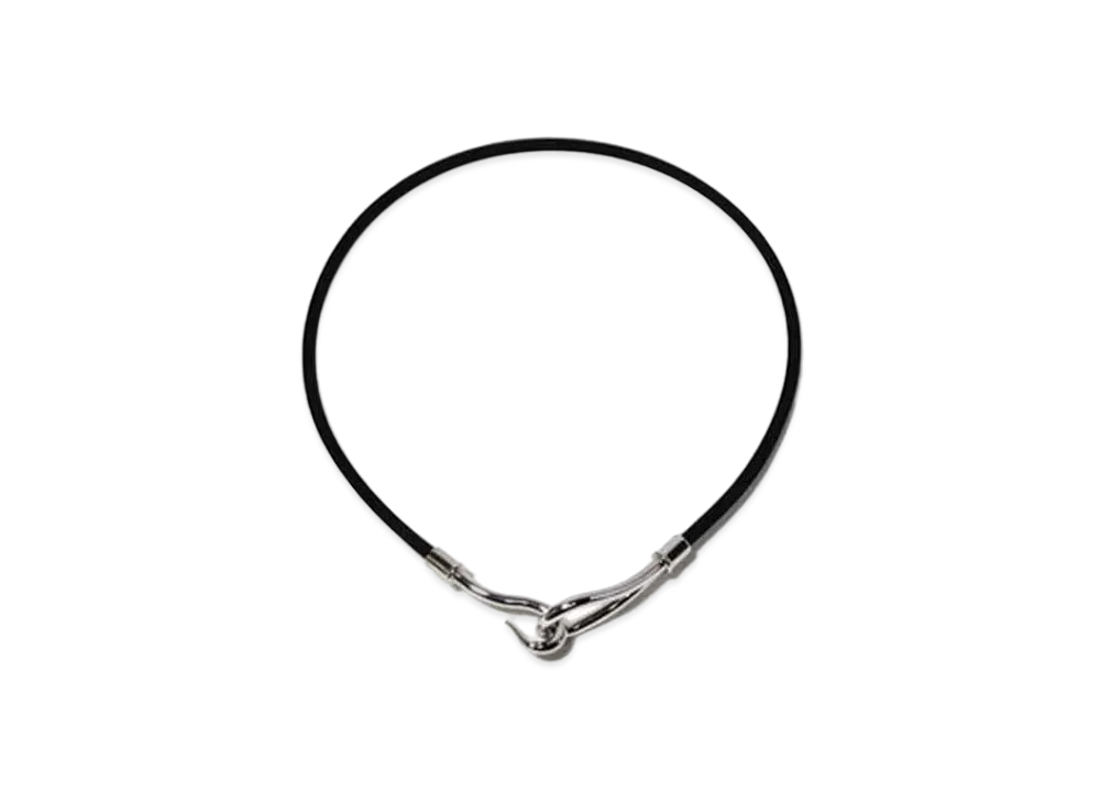 Hermes Jumbo Hook Choker Bracelet "Black/Silver"