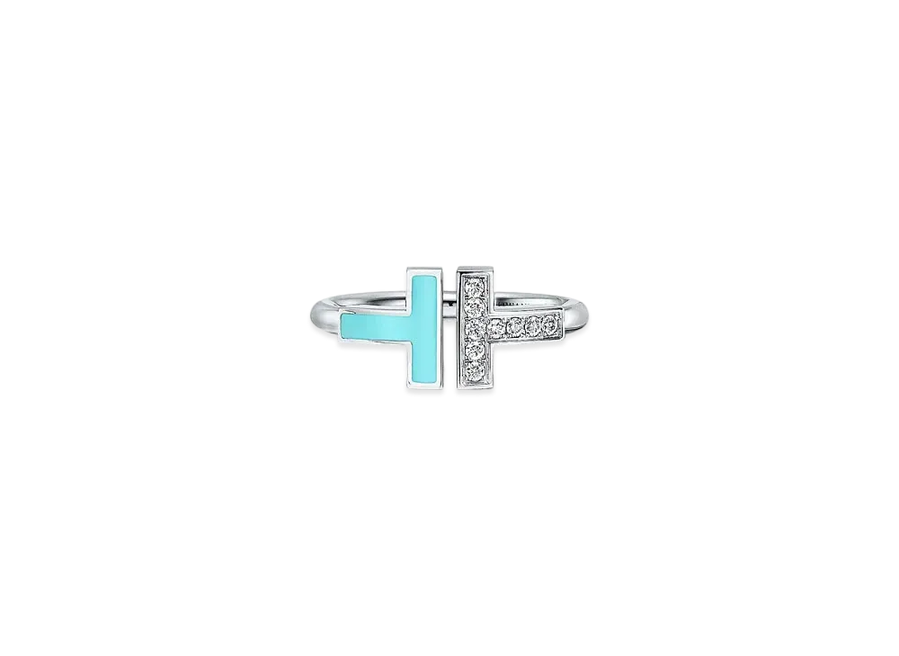 Tiffany & Co. Tiffany T Diamond and Turquoise Wire Ring "White Gold"