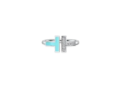 Tiffany & Co. Tiffany T Diamond and Turquoise Wire Ring "White Gold"