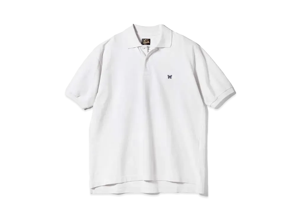 Needles x ts(s) Big Polo Shirt - Cotton Pique Jersey "White"