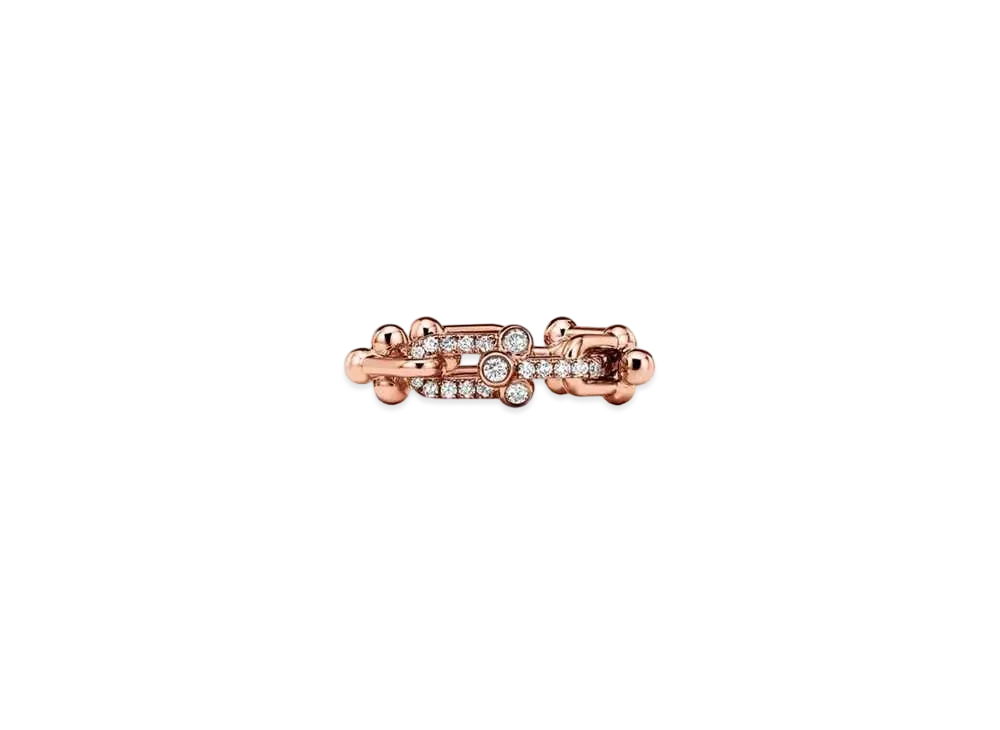 Tiffany & Co. Tiffany HardWear Small Link Ring with Diamonds 18K "Rose Gold"