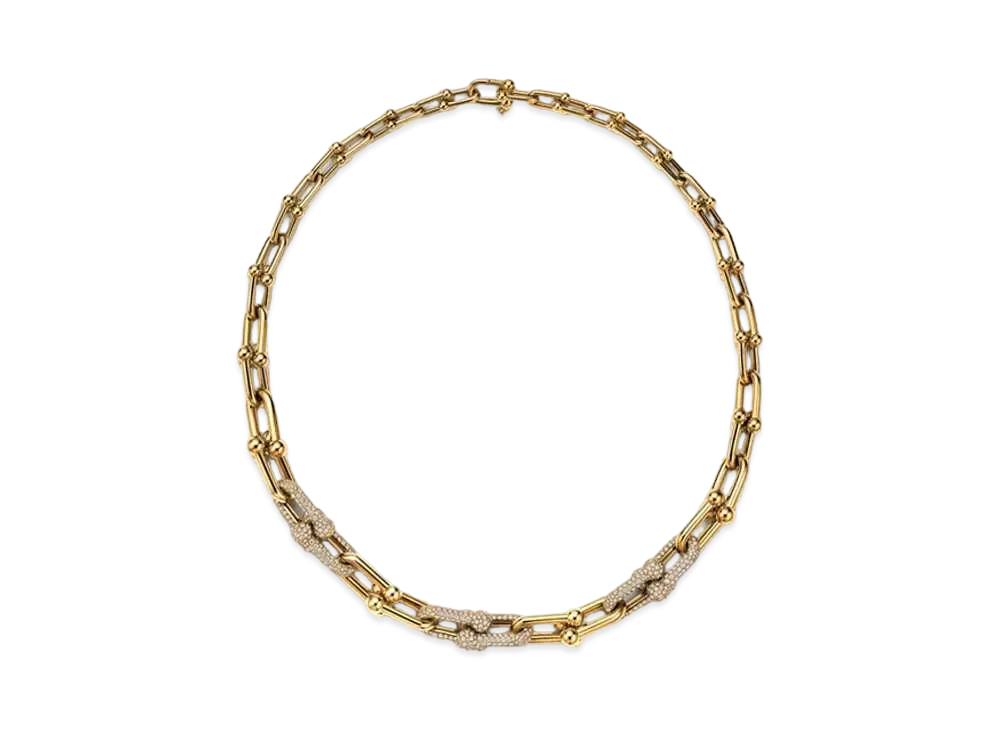 Tiffany & Co. Tiffany HardWear Graduated Link Necklace with Pave Diamonds 18K "Yellow Gold"