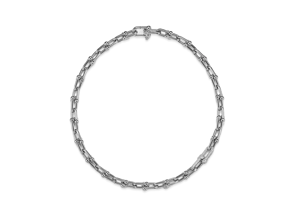 Tiffany & Co. Tiffany HardWear Medium Link Necklace with Diamonds 18K "White Gold"