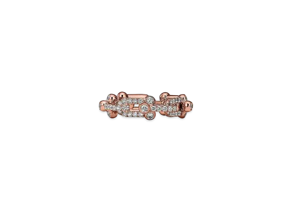 Tiffany & Co. Tiffany HardWear Small Link Ring with Pave Diamonds 18K "Rose Gold"
