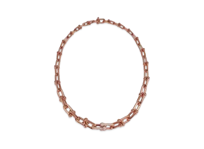 Tiffany & Co. Tiffany HardWear Graduated Link Necklace with Pave Diamonds 18K "Rose Gold"