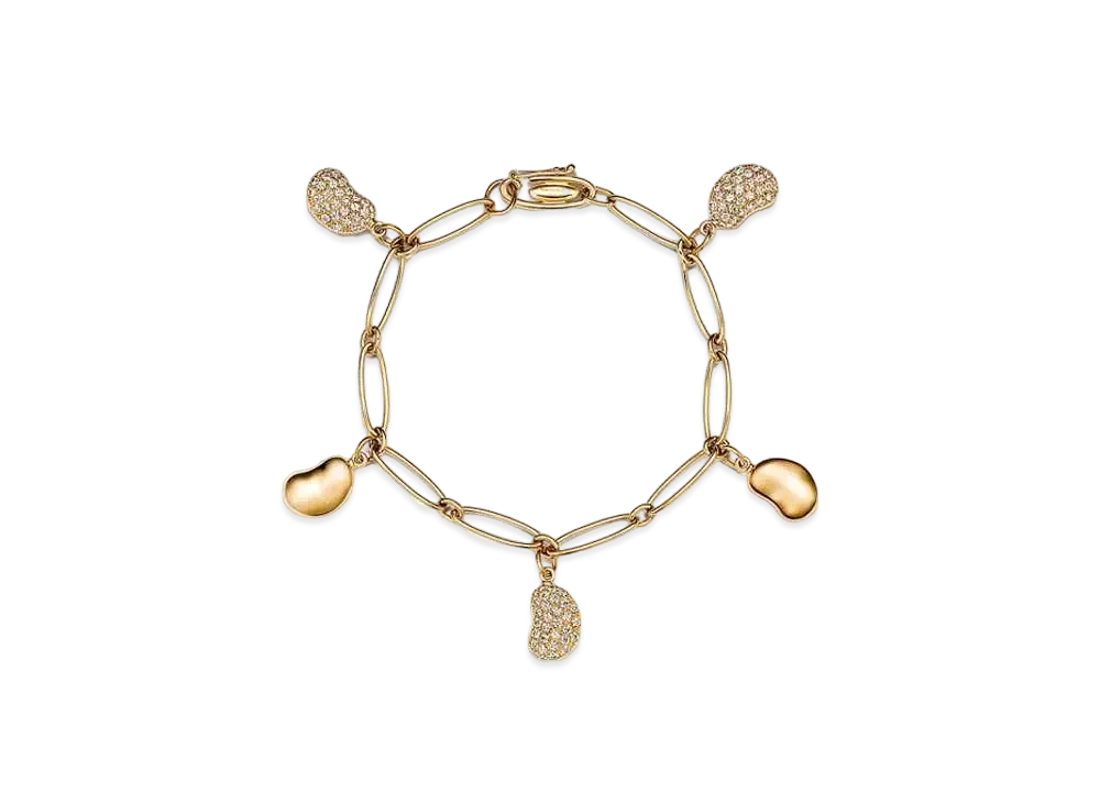Tiffany & Co. Elsa Peretti Five Bean Design Bracelet with Pave Diamonds 18K "Yellow Gold"