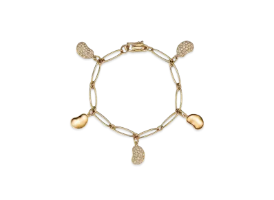 Tiffany & Co. Elsa Peretti Five Bean Design Bracelet with Pave Diamonds 18K "Yellow Gold"
