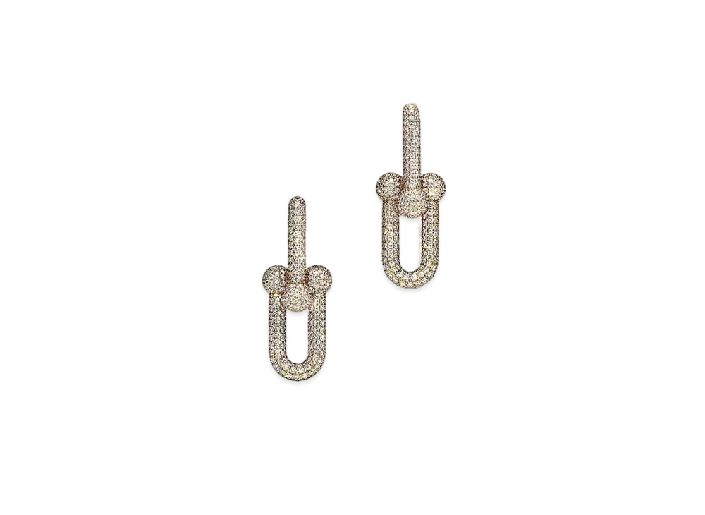 Tiffany & Co. Tiffany HardWear Large Link Earrings with Pave Diamonds 18K "Yellow Gold"