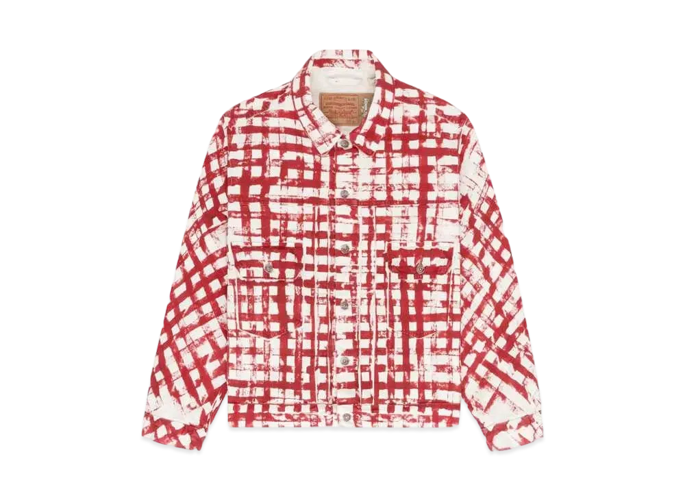 DENIM TEARS x LEVI'S Hand Painted Picnic Plaid Trucker "Red"