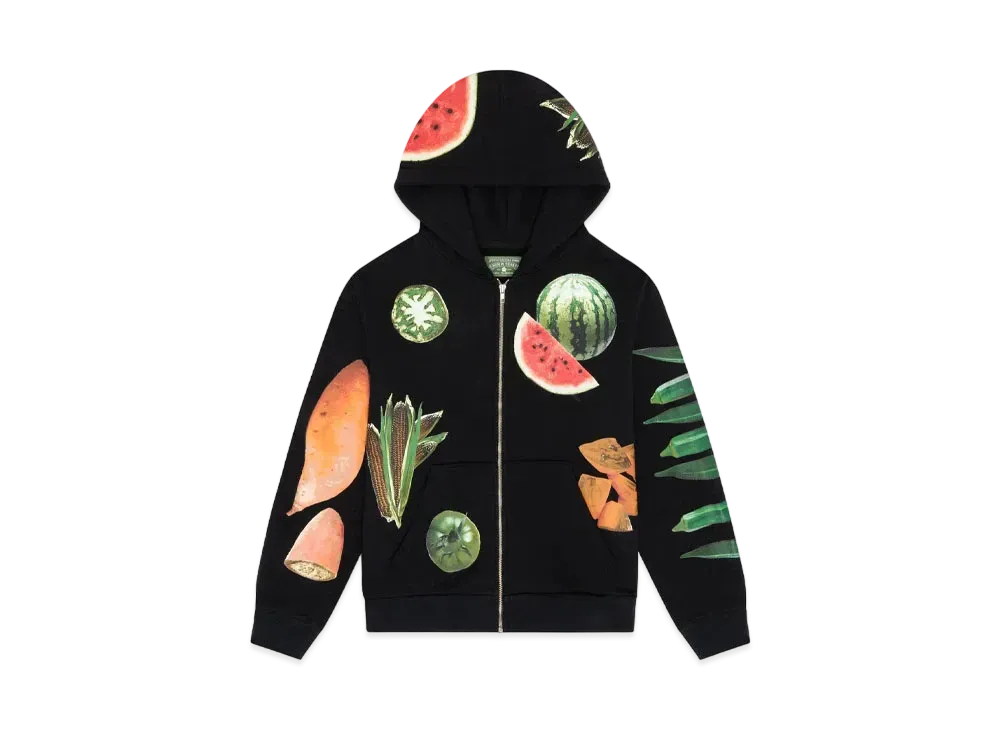 DENIM TEARS Fruit Collage Zip Up Hoodie "Black"