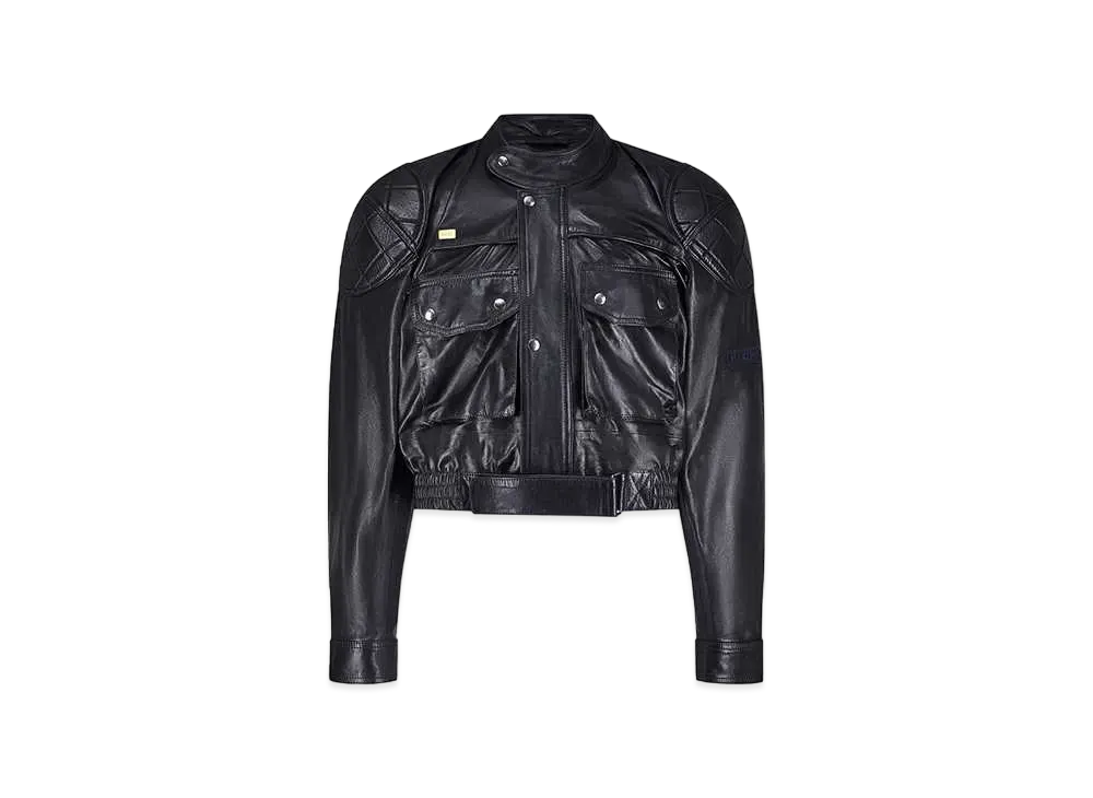 MARTINE ROSE Leather Rider Jacket "Black"