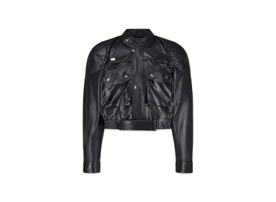 MARTINE ROSE Leather Rider Jacket "Black"