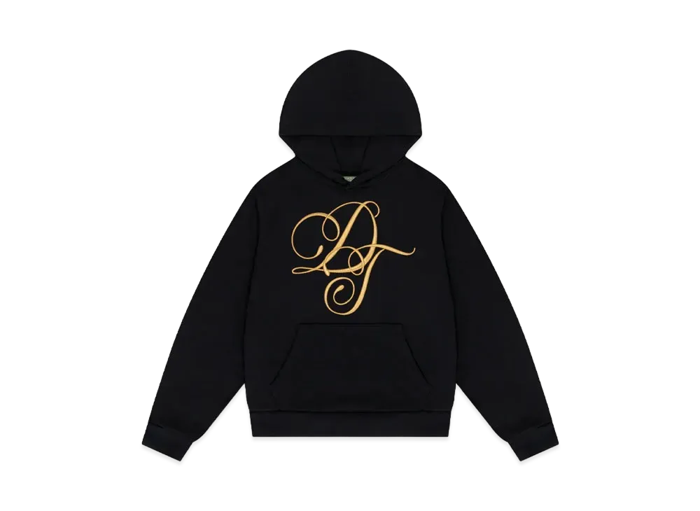 DENIM TEARS DT Metallic Gold Script Hoodie "Black"