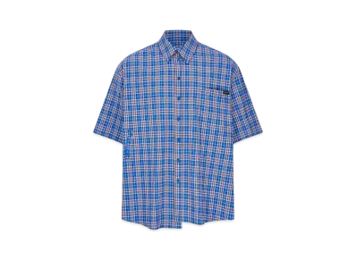 MARTINE ROSE S/S Wrap Shirt "Blue Check"