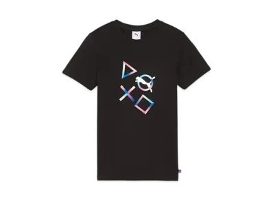 PUMA x PlayStation Kids Boys Graphic Short Sleeve T-Shirt "Puma Black"