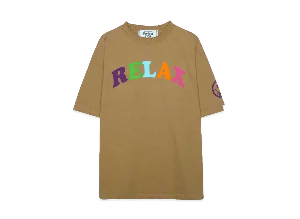 Perfect ribs (RELAX & OPTIMIST) Basic Short Sleeve T Shirts "Light Brown"
