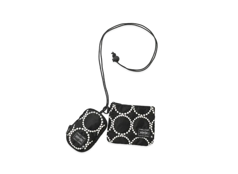 ポーター x ミナ ペルホネン タンバリン キーケース & コイン パース "ブラック/ベージュ"