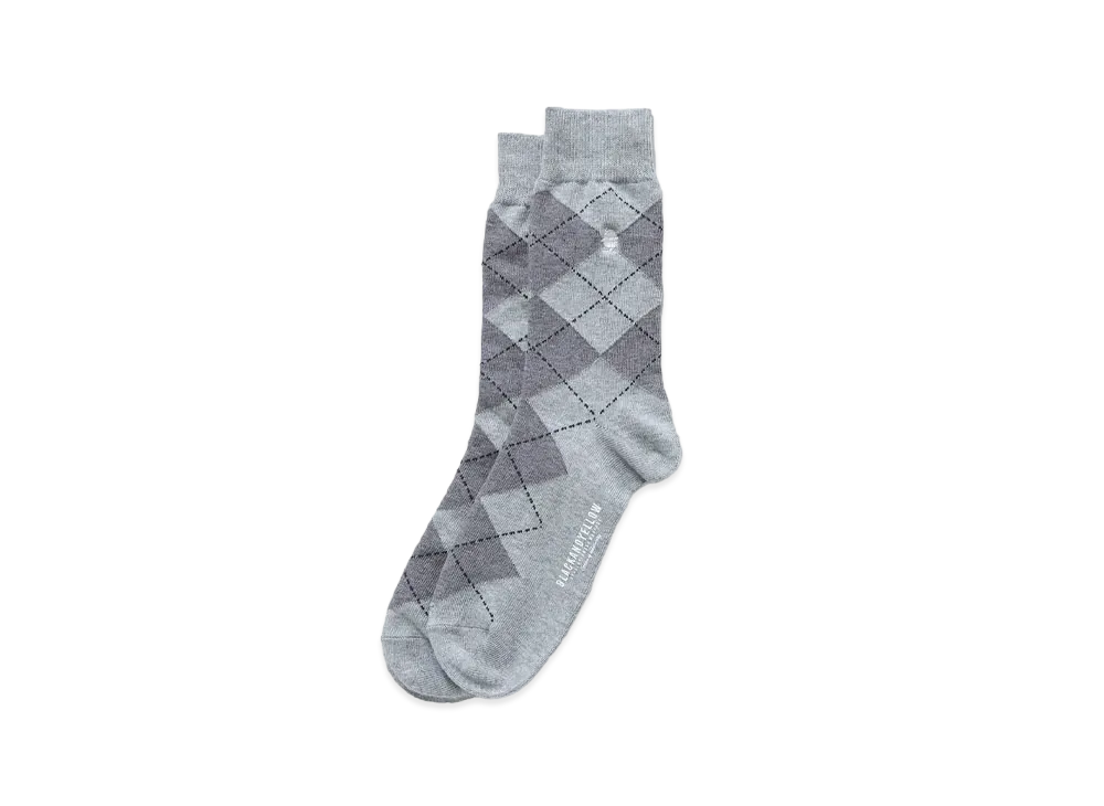 RATS COTTON ACRYLIC ARGYLE SOX "GRAY"