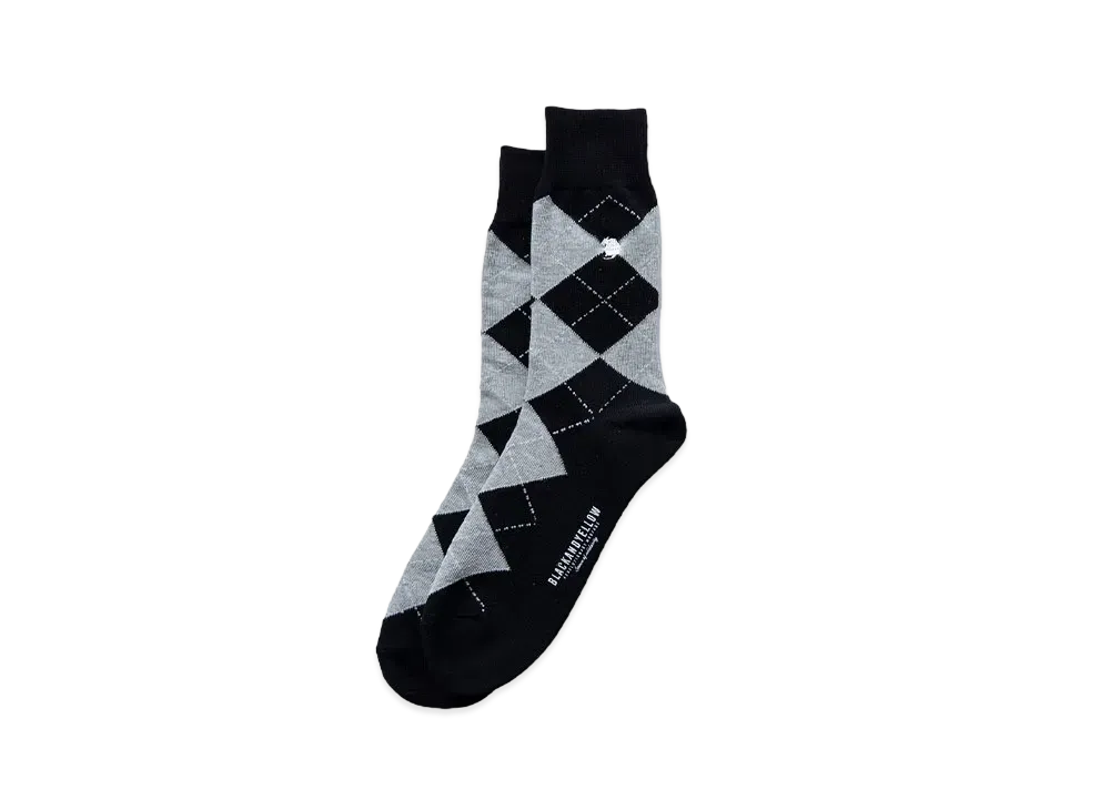 RATS COTTON ACRYLIC ARGYLE SOX "BLACK"