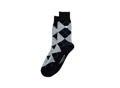 RATS COTTON ACRYLIC ARGYLE SOX "BLACK"