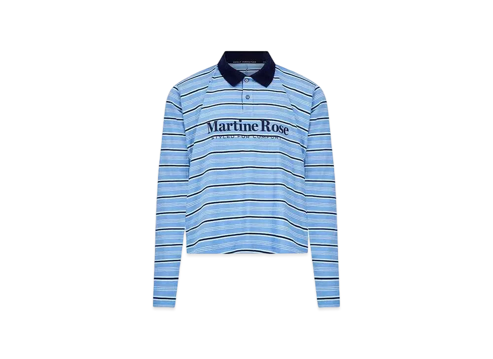 MARTINE ROSE L/S Pulled Neck Polo "Blue Stripe"
