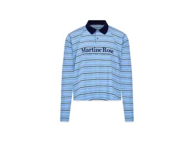 MARTINE ROSE L/S Pulled Neck Polo "Blue Stripe"