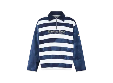 MARTINE ROSE Zip Up Polo #2 "Navy Stripe"