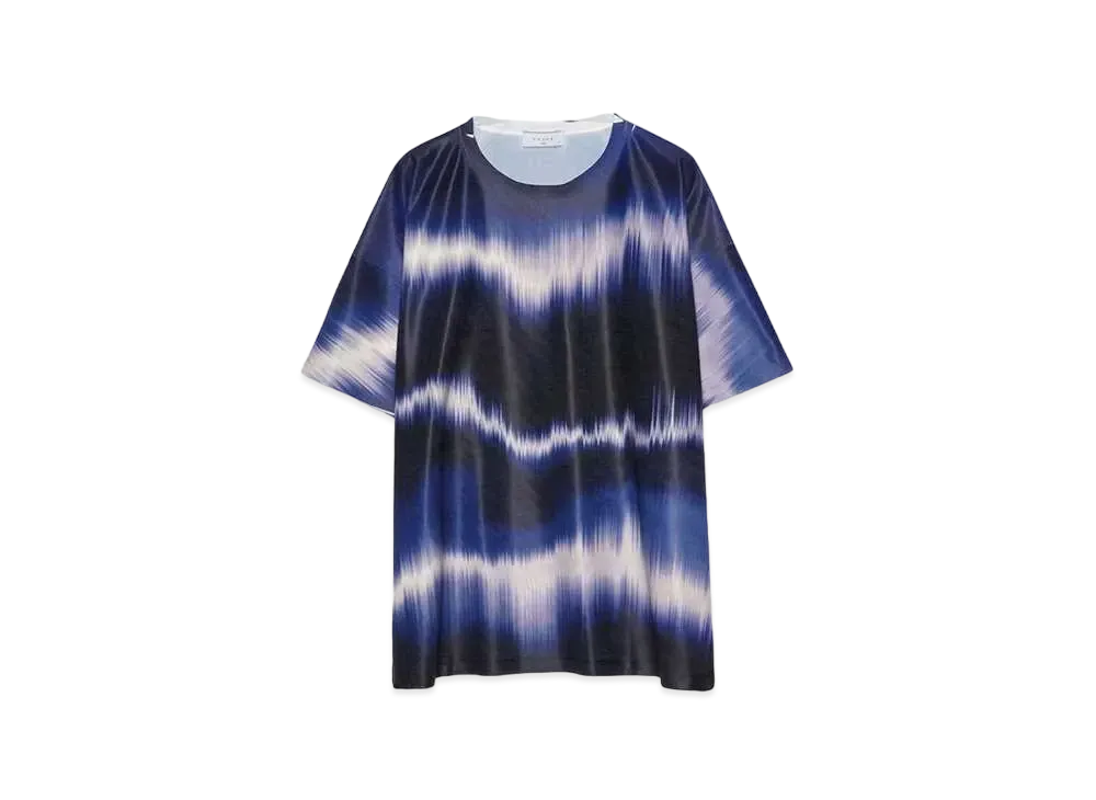 TAUPE GRAPHICAL OVER PRINT LOOSE TEE "BLUE"