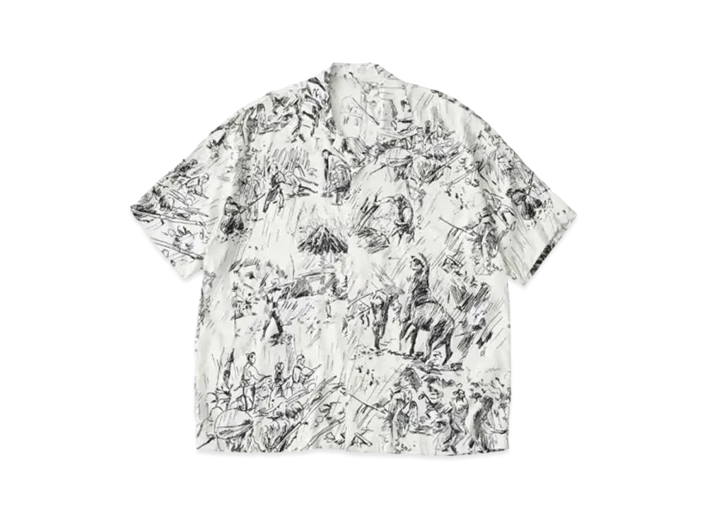 PORTER CLASSIC x Seven Samurai Aloha Shirt PC Original Illustration "White"