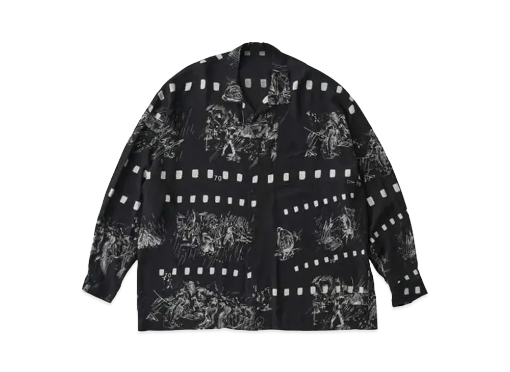 PORTER CLASSIC x Seven Samurai Aloha Long Shirt PC Original Illustration "Black"