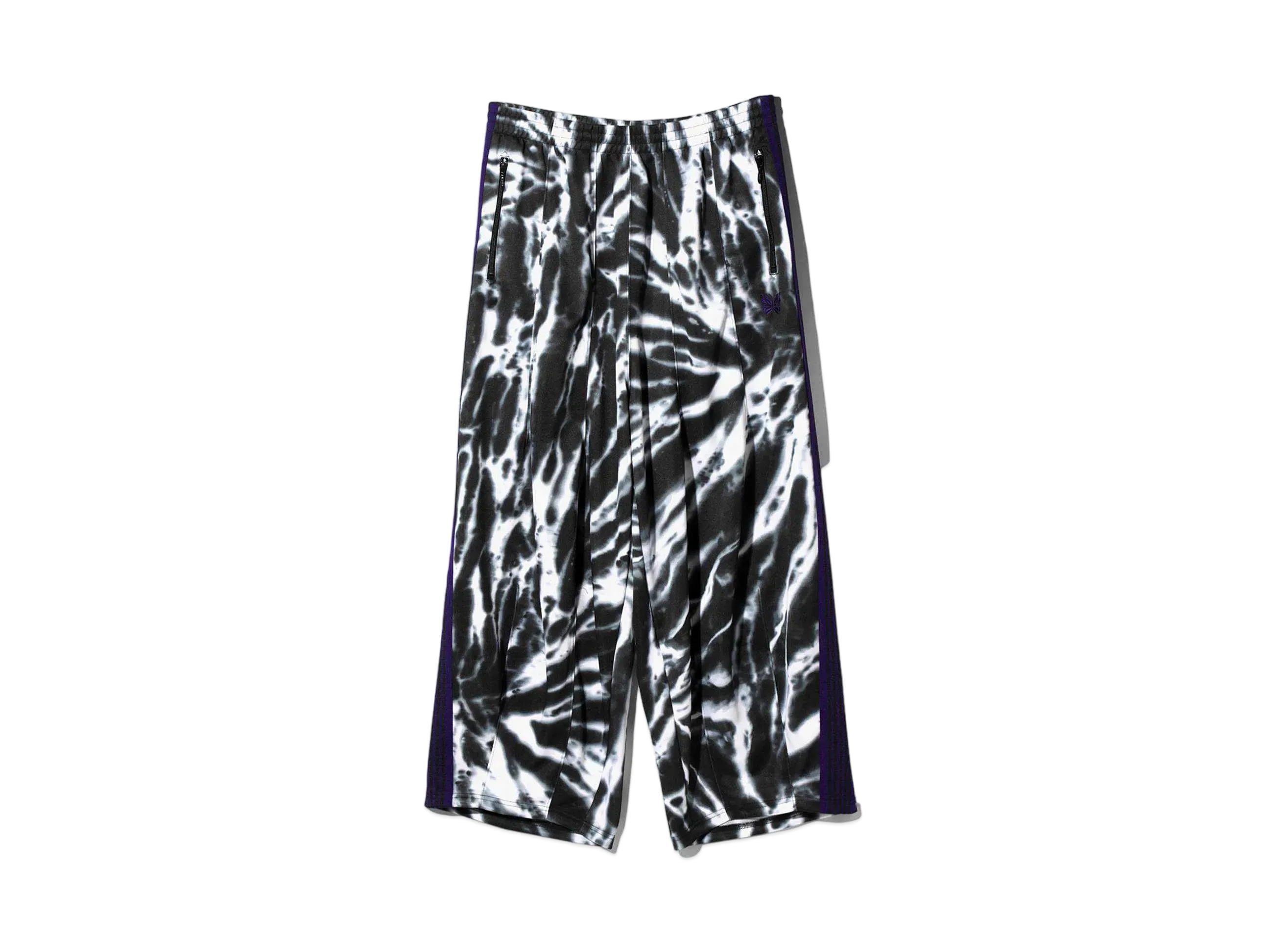 Needles for NEPENTHES H.D. Track Pant - Poly Smooth / Tie Dye Printed "Black"