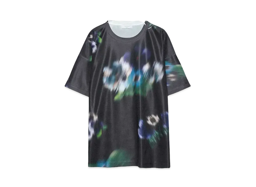 TAUPE GRAPHICAL OVER PRINT LOOSE TEE "BLACK"