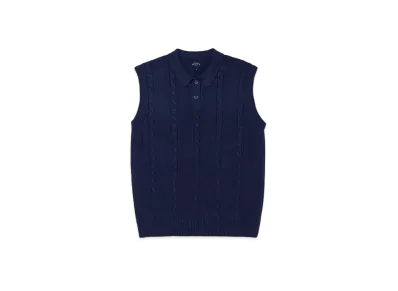 Noah Cotton Cable Sweater Vest "Navy"