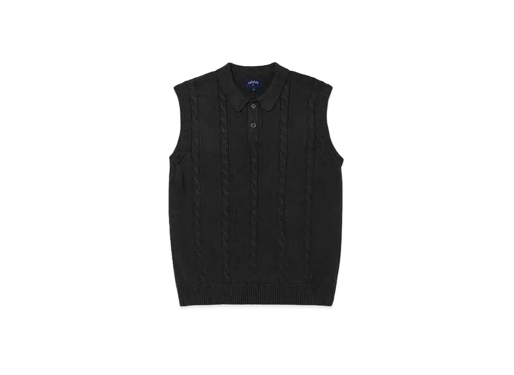 Noah Cotton Cable Sweater Vest "Black"