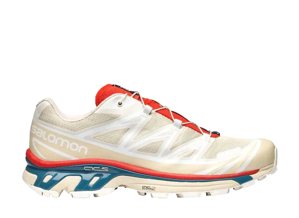 Salomon XT-6 "Almond Milk/Bleached Sand/Aurora Red"