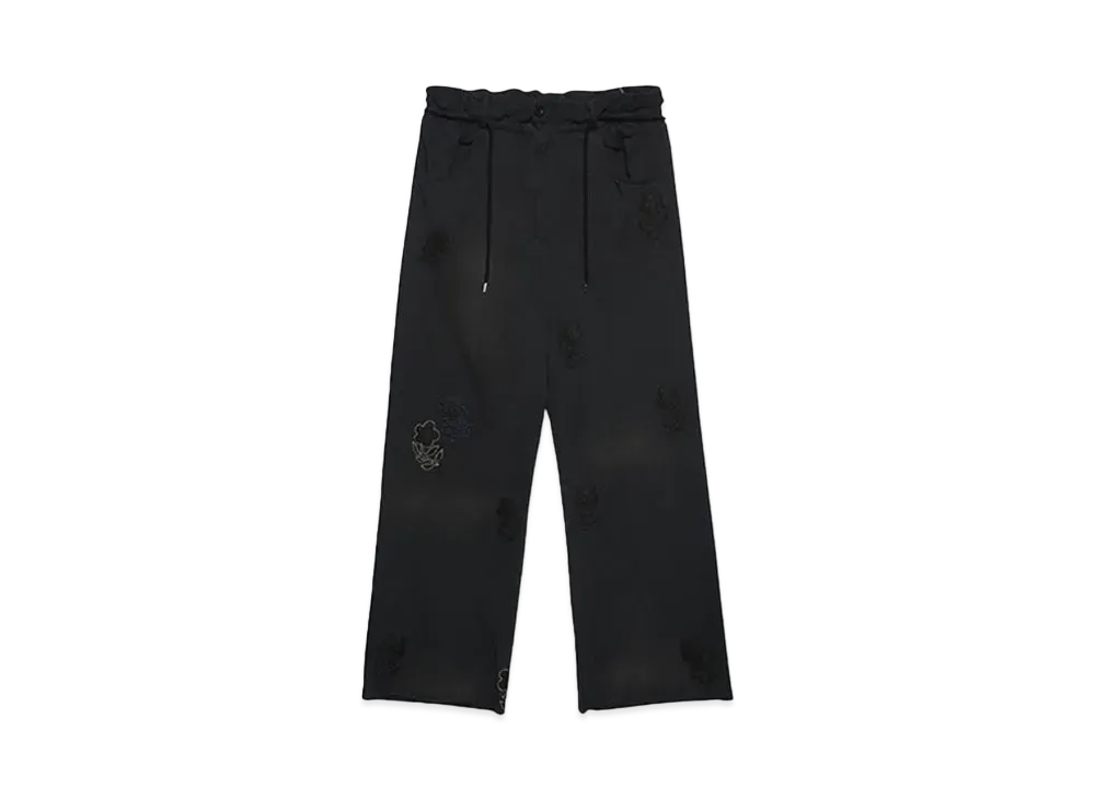 SYUMAN. Ravioli trousers type Sweat withstar flower "Blk"