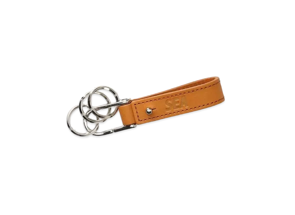 WIND AND SEA Sea Leather Key Ring "Camel"