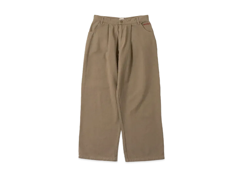 BADWAY 1tuck duck wide taperd pants "Beige"
