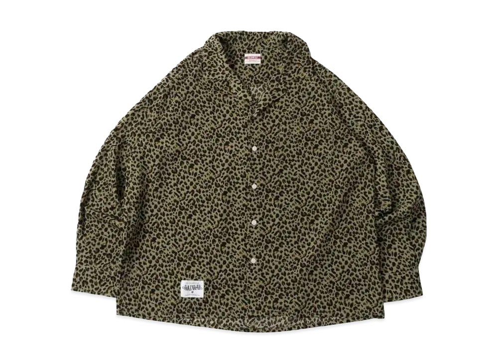 BADWAY Leopard Open Collar shirt "Khaki"