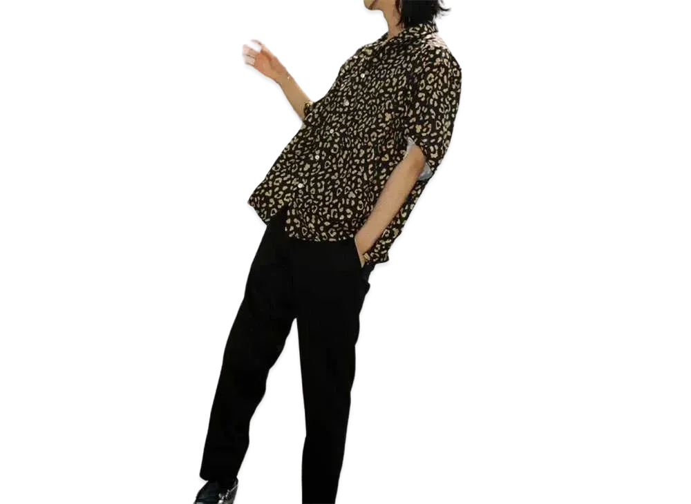 BADWAY BW Leopard Open Collar Shirt "BLACK"