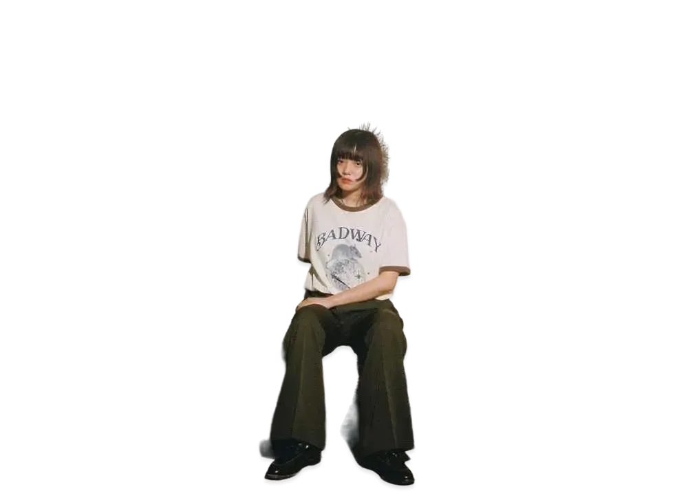 BADWAY Mirror Ball Raglan TEE "Off Brown ringer"