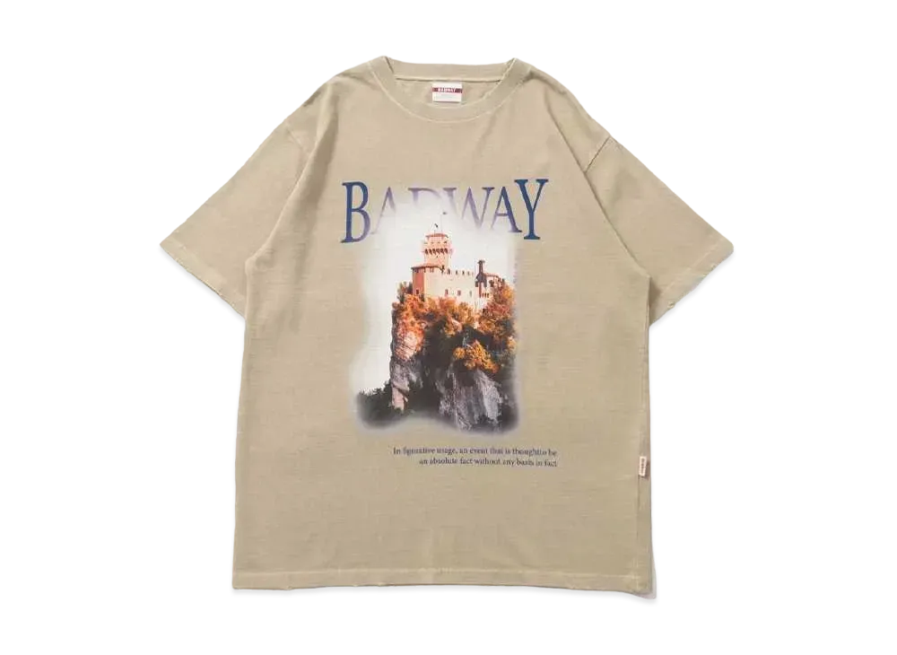 BADWAY Castle Damage pigment TEE "Beige"
