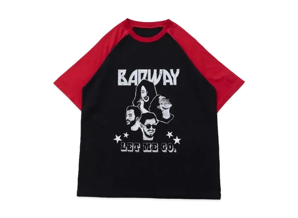 BADWAY rock raglan T "BLACK RED"