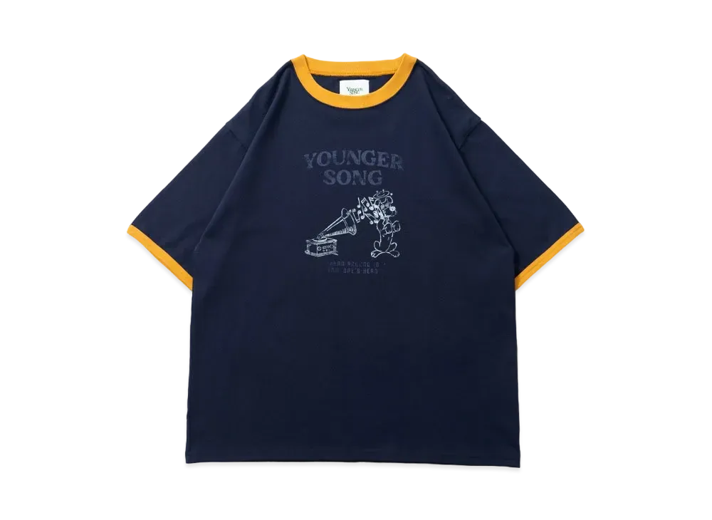 Younger Song chara ringer TEE "NAVY sound dog"