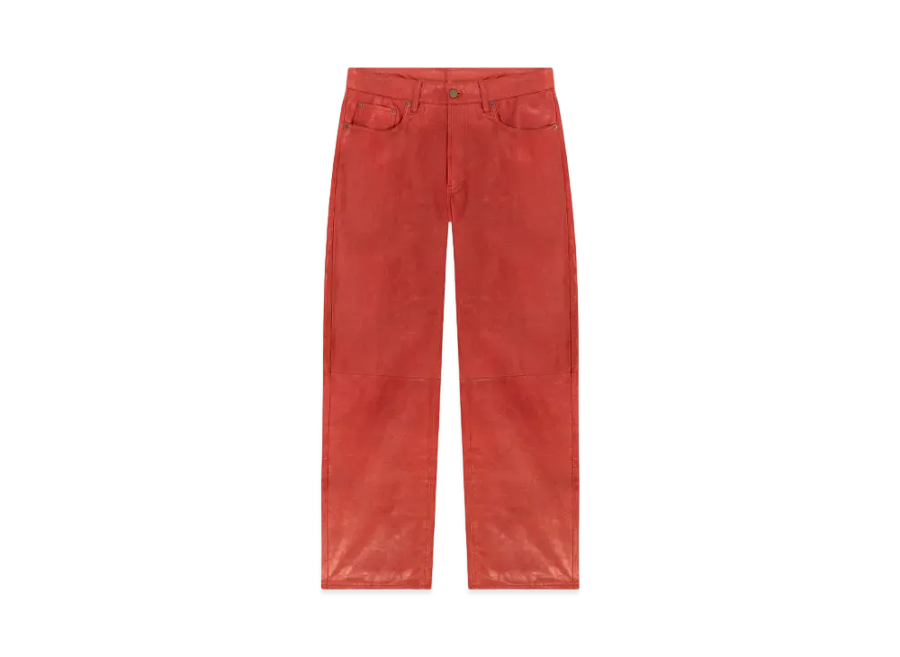 DENIM TEARS Guts Leather Pants "Red"